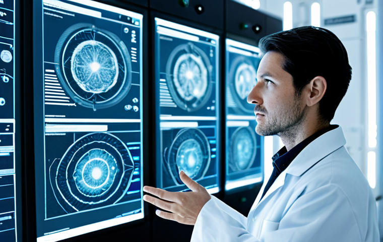 A professional neuroscientist, fully clothed in a crisp, modest lab coat, stands in a brightly lit, futuristic research laboratory. They are intently observing a translucent, holographic display that visualizes intricate, glowing neural pathways and real-time data streams representing brain activity. Advanced computer workstations and sleek, ergonomic equipment fill the background, emphasizing a cutting-edge scientific environment. The scene is clean and focused on innovation, representing the decoding of complex thoughts into digital information. safe for work, appropriate content, fully clothed, professional, perfect anatomy, correct proportions, natural pose, well-formed hands, proper finger count, natural body proportions, high-resolution, scientific photography, detailed, clean aesthetic.
