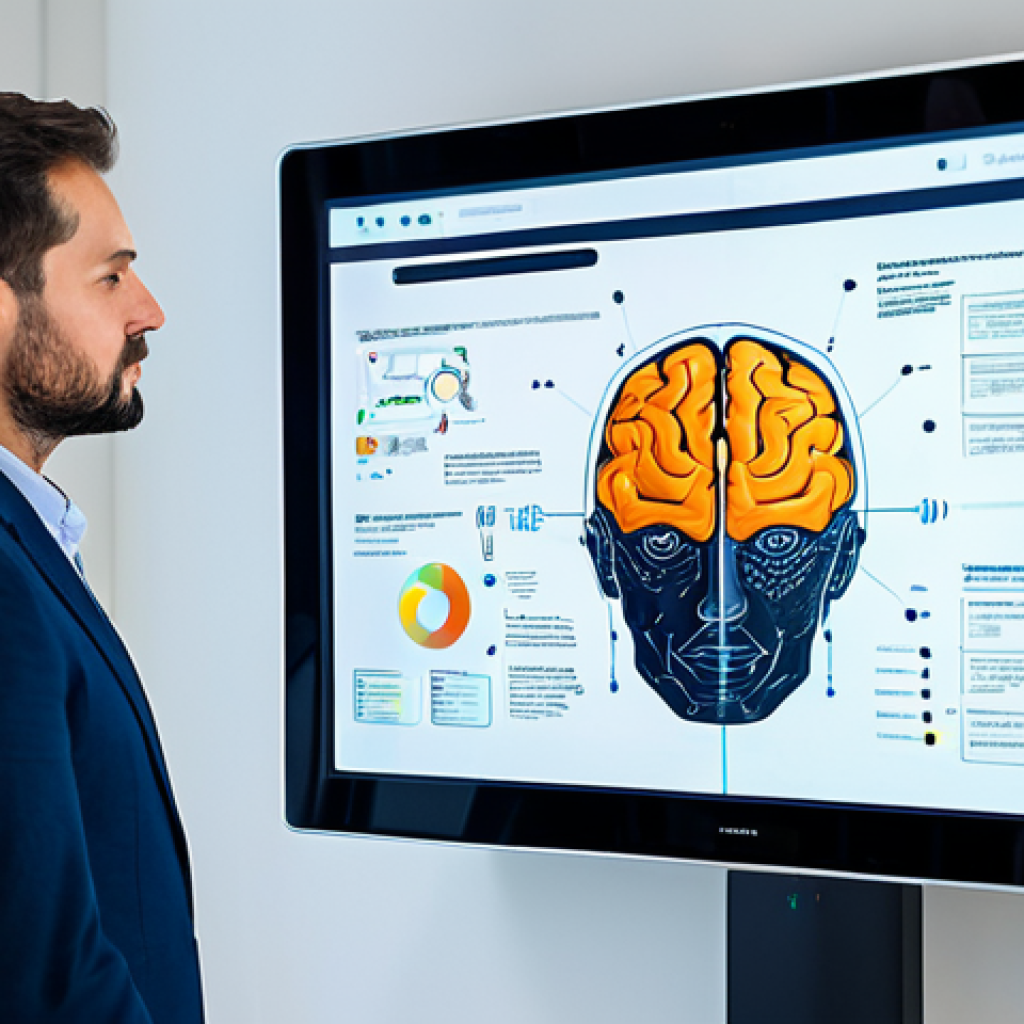 뉴럴 인터페이스의 장애물 극복 전략 - Ethical Dilemma**
A diverse group of people looking thoughtfully at a stylized brain-computer inter...