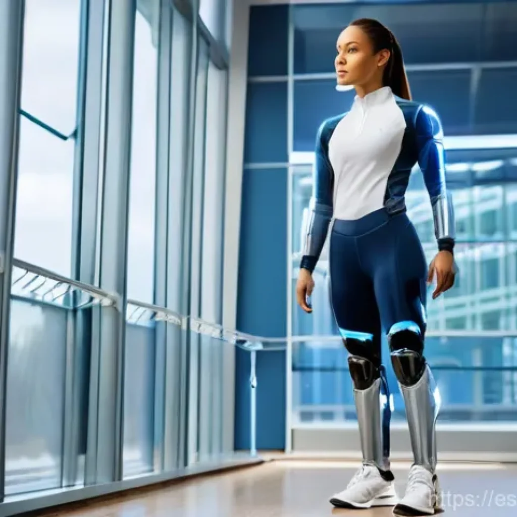 뉴럴 인터페이스 기술의 최신 동향 - **Image Prompt: Empowering Bionic Integration**
    "A warmly lit, modern rehabilitation facility. A...
