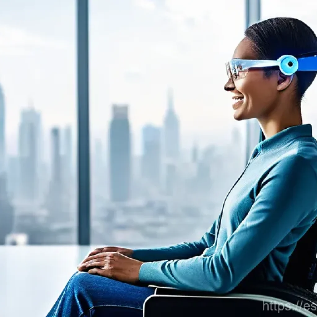 뉴럴 인터페이스의 시장 경쟁력 평가 - **Prompt:** A diverse adult wearing a sleek, non-invasive neuro-headset with subtle glowing indicato...