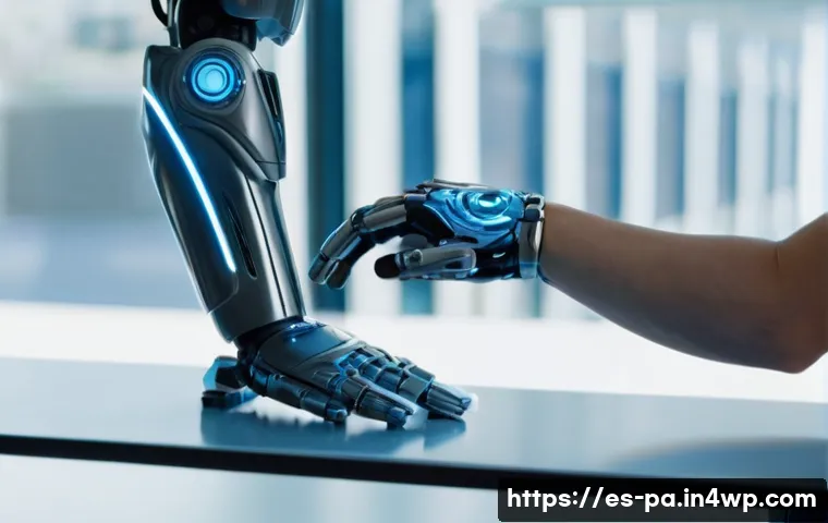 뉴럴 인터페이스와 건강 관리의 미래 - Bionic Prosthesis and Enhanced Mobility**
A vibrant, hyper-realistic image of a young adult (20s-30...